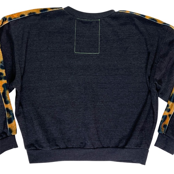 Aviator Nation Cheetah Stripe Crewneck Sweatshirt Size Small - Picture 8 of 9